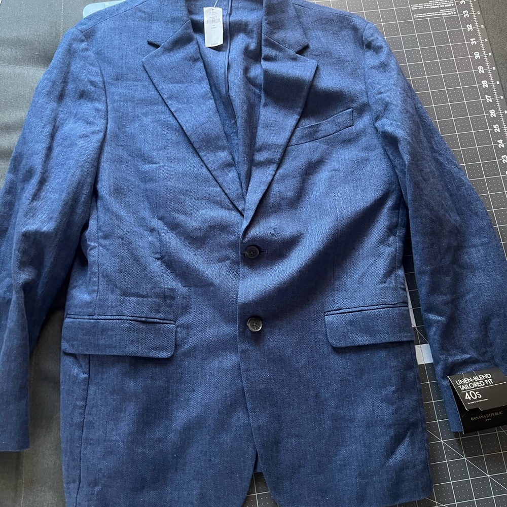 Linen Blend Banana Republic Navy Blue Lightweight sports Jacket Blaze 40S